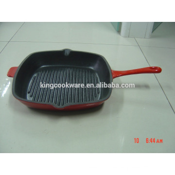 rectangular cast iron grill fry pan with enamel/vegetable oil coating